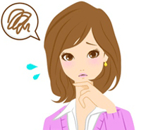 困惑する表情の女性のイラスト