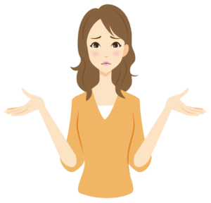 両手を広げて「なぜ？お手上げだわ」と言いたい動作をしている女性のイラスト